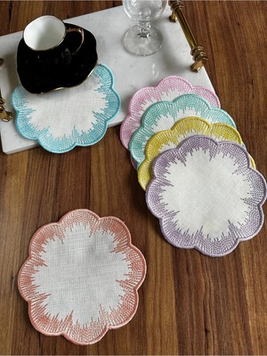 Nurhan Home Collection 6 Adet Shiny Modeli Renkli Nakışlı Kokteyl Sunum Peçetesi