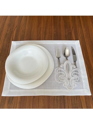 Nurhan Home Collection 6 Adet Güpürlü Keten Kumaş Amerikan Servis Supla