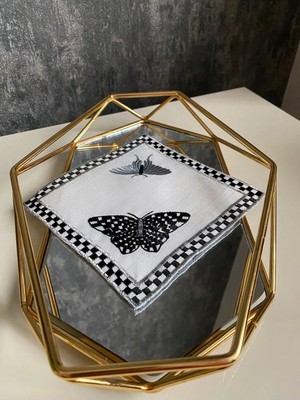 Nurhan Home Collection Kelebek Desenli Nakışlı Kokteyl Sunum Peçetesi