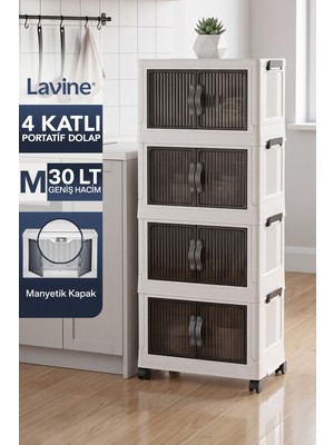 Empressco Lavine ”medıum” 4 Katlı Portatif Dolap Organizer 30LT Çok Amaçlı Mıknatıs Kapaklı, Katlanır, Tekerlekli - Fiyatı, Yorumları