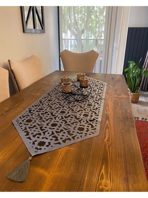 Nurhan Home Collection Yeni Selçuklu Modeli Füme Renk Siyah Tüllü Masa Runner