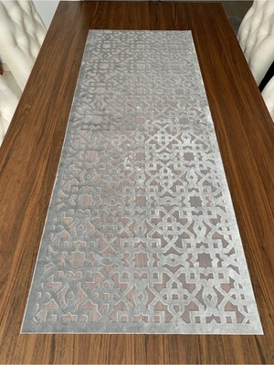 Nurhan Home Collection Dikdörtgen Yeni Selçuklu Modeli Gümüş Renk Masa Runner