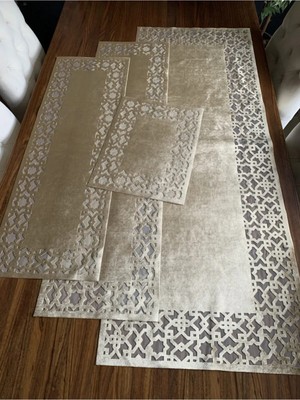 Nurhan Home Collection Dikdörtgen Selçuklu Modeli Gold Renk Salon Takımı 4 Parça