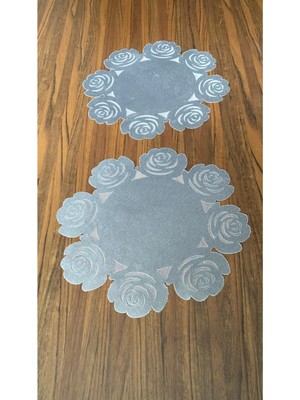 Nurhan Home Collection 2 Adet Gül Modeli Zigon Sehpa Runner