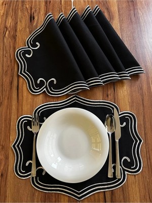 Nurhan Home Collection 6 Adet Curly Modeli Gümüş Nakışlı Amerikan Servisi Supla