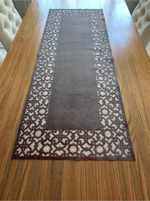 Nurhan Home Collection Dikdörtgen Selçuklu Modeli Füme Renk Masa Runner