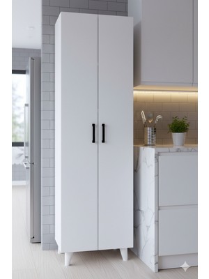 Empressco Kzy Mobilya 5 Raflı 2 Kapaklı 14R Çok Amaçlı Dolap Erzak Dolabı Banyo Dolabı Kiler Dolabı Beyaz - Fiyatı, Yorumları