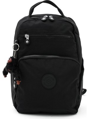 Store Sanmorris Unisex Suya Dayanıklı Krinkıl Kumaş Çok Gözlü Orta Boy Haki Renkli Laptop Okul ve Sırt Çantası