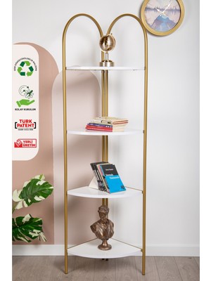 Empressco Fec Reklam Artemis Dekoratif Metal Mobilya Gold 4 Katlı Kitaplık - Fiyatı, Yorumları