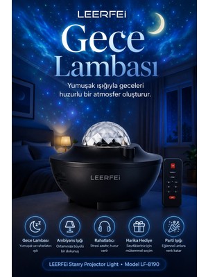 İlanib Ticaret Kumandalı Galaksi Yıldız Projektör Gece Lambası Fm Radyolu Parti Işığı Özellikli