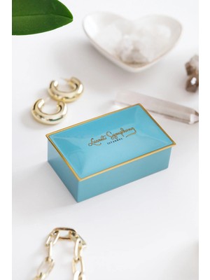 DAKS Mavi & Gold (94 x 59 x 36 Mm) - Premium Metal Hediye, Takı ve Saklama Kutusu