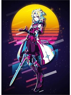 Universal Genshin Etkisi - Albedo *80'ler Retro* Tablo Ahşap Poster Dekoratif
