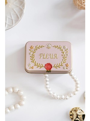 DAKS Pembe (107 x 72 x 50 Mm) - Premium Fleur Gold Kabartmalı Metal Hediyelik Dekoratif Saklama Kutusu
