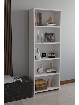 Empressco Alpaevmobilya 5 Raflı Kitaplık Dekoratif Çok Amaçlı Düzenleyici Raf 150 cm Salon Çalışma Odası Raf - Fiyatı, Yorumları