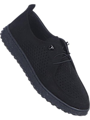 Ayakcenter Ayzen 5150 Süet Siyah Kadın Loafer Ayakkabı