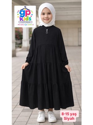 Gp Kids 3 Kat Büzgülü Çocuk Ferace Siyah