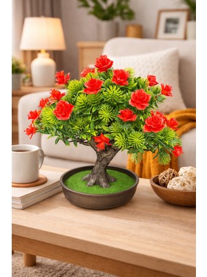 Eng Parti Dünyası Dekoratif Saksılı Yapay Çiçekli Ağaç (Bonsai Form)