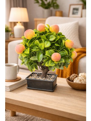 Eng Parti Dünyası Dekoratif Saksılı Şeftali Yapay Ağaç (Bonsai Form)