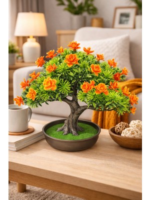 Eng Parti Dünyası Dekoratif Saksılı Yapay Çiçekli Ağaç (Bonsai Form)