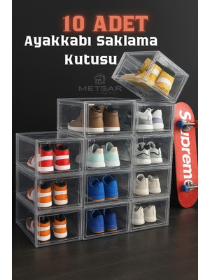 Empressco Metsar Home 10’lu Lüx Ayakkabı Kutusu – Kapaklı, Istiflenebilir & Dolap Ayakkabı Organizer Saklama Kutusu - Fiyatı, Yorumları