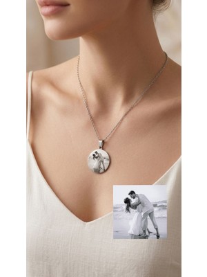 Moonpiece Collection Çelik Kolye Kişiye Özel Fotoğraf Baskılı Özel Kutulu