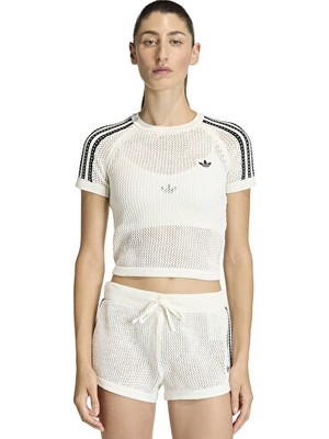 Adidas Crochet Tee Kadın Günlük Tişört KE0200 Beyaz
