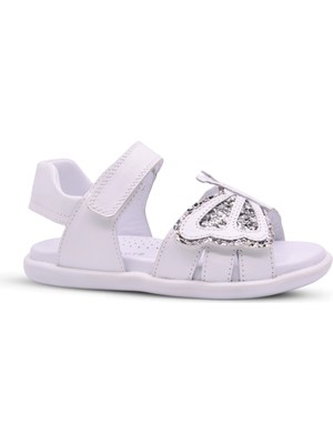 Kids A More Glow Kız Çocuk Kelebek Figürü ve Pul Sim Detaylı Beyaz Renk Sandalet