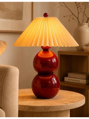 Burenze Rouge Abajur Umbrella Pileli Abajur Metal Gövde E-27 Duy