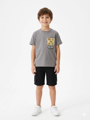Queen Kids 7743 Erkek Çocuk Tişört Füme