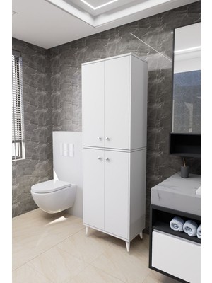 Empressco Mirobi Furex 6 Raflı 2 Kapaklı Çok Amaçlı Banyo Dolabı Beyaz - Fiyatı, Yorumları