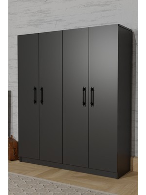 Empressco Aeka AE-1054 Arena Antrasit Gri Gardırop 4 Kapaklı 2 Askılıklı, 6 Raflı Dolap - Fiyatı, Yorumları