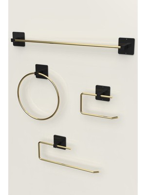 Empressco Karteya Yapışkanlı Paslanmaz Gold Rulo ve Uzun Havluluk Wc Kağıtlık ve Çember Havluluk Banyo Mutfak 4