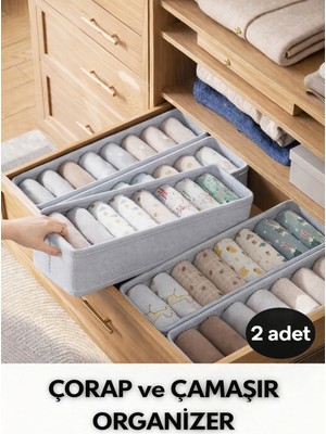 Empressco Spartek Home Textile 2 Adet Çorap ve Çamaşır Organizer Çekmece ve Dolap Içi Düzenleyici, Raf Düzenleyici, Katlanabilir - Fiyatı, Yorumları