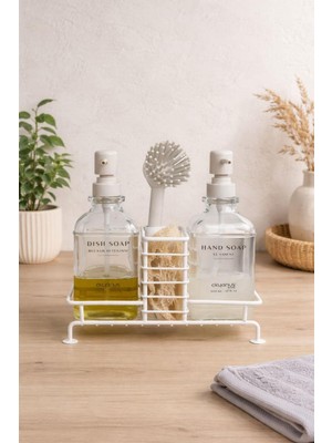 Empressco Okyanus Home Beyaz Fırça ve Stantlı Ikili Cam Sıvı Sabunluk ve Deterjanlık 500ML - Fiyatı, Yorumları
