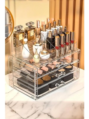 Empressco Bayev Ruby Şeffaf Organizer Set 3 Çekmeceli Mücevher Kutusu Ruj Düzenleyici Makyaj Organizeri - Fiyatı, Yorumları