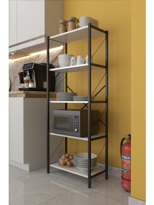 Empressco Dizaynmotion Metal Mutfak Rafı Malzeme Dolabı 5 Raflı Mikrodalga Fırın Rafı 150 cm Beyaz - Fiyatı, Yorumları