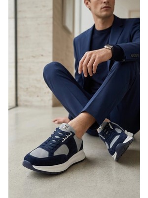 John Richardo 24298 Erkek Hakiki Deri Klasik Sneaker Lacivert