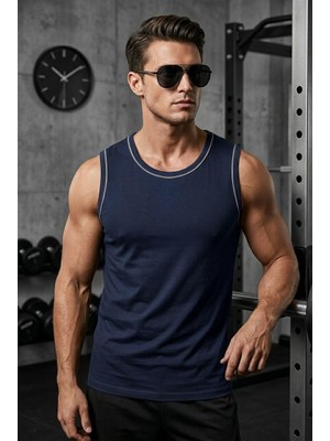 Oksit Biye Detaylı Bisiklet Yaka Erkek Atlet - Fitness ve Günlük Stil