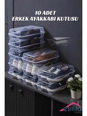Empressco Esmila 10 Adet Erkek Ayakkabı Kutusu Şeffaf Düzenleyici Kutu Organizer 10 Lu Set - Fiyatı, Yorumları