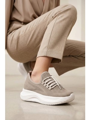 Ayakkabı Fuarı Elit ERD2611 Kadın Klasik Sneaker Vizon