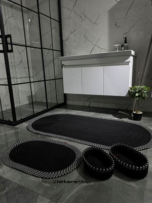Empressco Türkmen Ev Tekstil Jüt Hasır Büyük Boy Siyah Banyo Takımı ,banyo Paspas Takımı, Banyo Sepeti ,paspas, Sepet Takımı, - Fiyatı, Yorumları