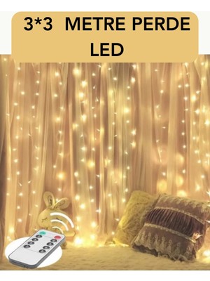 Techora Sale 3x3 Metre Perde LED Işık – Parti ve Bahçe Dekorasyonu