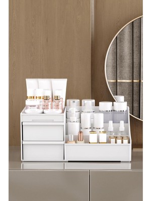 Empressco Pufwin Home Elegance Xl (35CM) Makyaj Kozmetik Parfüm Krem Serum Düzenleyici Çekmeceli Organizer Beyaz - Fiyatı, Yorumları