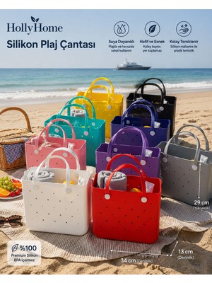 Silikon Plaj Çantası Omuz Çantası Büyük Boy 29(H)X34X13CM