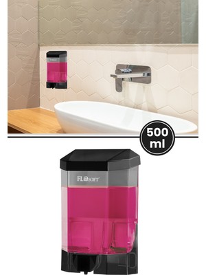 Empressco Flosoft Duvara Monte Siyah Sıvı Sabunluk F032S, Banyo Duş Şampuan Dezenfektan Sabun Dispanseri 500 ml - Fiyatı, Yorumları