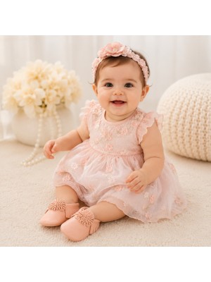 Banu’m Serisi Pinky %100 Hakiki Deri Kız Bebek Makoseni 12,5 cm Iç Taban Yumuşak Taban Ilk Adım Ayakkabısı Pudra Pembe 6-9 Ay