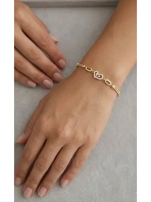 Rome Oro Çift Kalp Bileklik