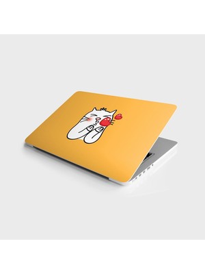 Laptop Bilgisayar Notebook Pc Kaplama Etiketi Kedi Kalp Öpücüğü