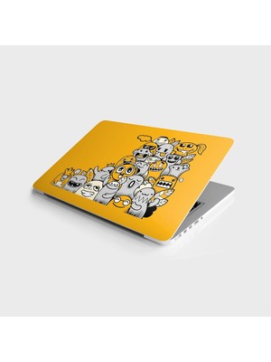 Laptop Bilgisayar Notebook Pc Kaplama Etiketi Doodle