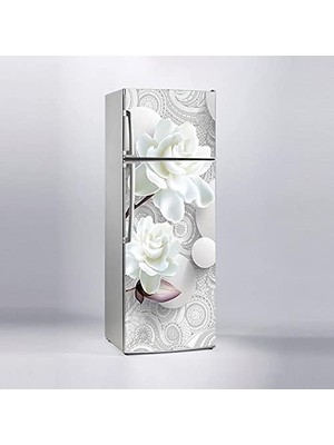 Buzdolabı Kaplama Dolap Kaplama Etiketi 3D Beyaz Gül
